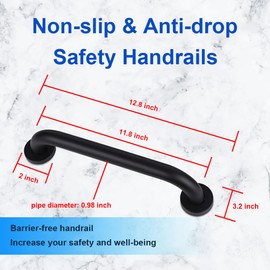 Grab Bars for Shower,12 Inch Grab Bars for Bathtubs and Showers Shower Handles for Elderly,Stainless Steel Shower Handle Toilet Handicap Senior Assist Bathroom Saft Handle