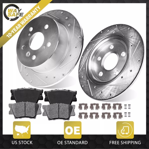 Owaysafe Rear Brake Rotors + Brake Pads for 2008 -