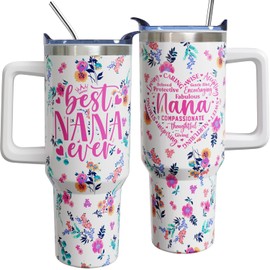 ZORKET Nana Gifts for Mothers Day from Grandkids, 40 oz Best Nana Ever Cup Tumbler with Handle Lid and Straw