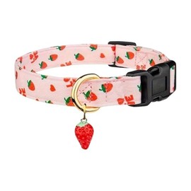 Dog Collars with Buckle Adjustable for Cute Girl Female Boy Dogs,Soft and Fancy Dog Pet Collar with Strawberry Print Design for Small Medium Large Dogs (Strawberry Print, M)