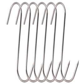 RJWKAZ Meat Hooks S-Hooks Stainless Steel Poultry Hook Butcher Hook Hanging Drying BBQ Grill Cooking Smoker Hook Tool (6.7 Inch-6 Pack)