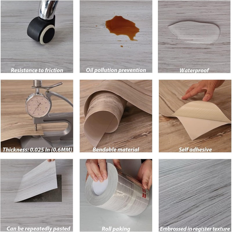Lareko 54 Sq.Ft,Wood Peel and Stick Floor Tiles,36 Pack Grey