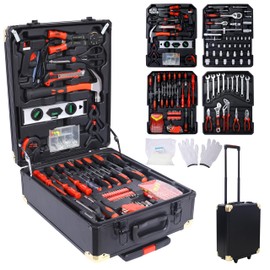 969-Piece Rolling Tool Set with Storage Case, 4-Drawer Tool Box with Wheels, Professional Home Repair Kit with Screwdrivers, Wrenches and Pliers, Black