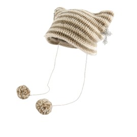 Grunge Beanies Crochet Knitted Hats for Women Girls Fox Cat Ear Goth Emo Alt Y2K Accessories Grunge Clothes, Khaki, One Size