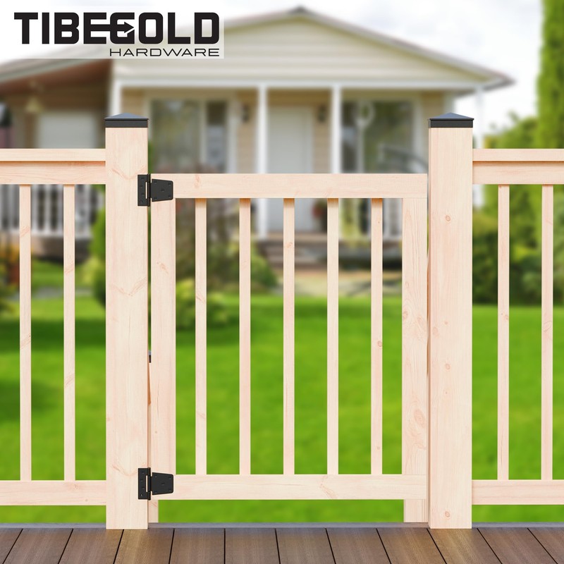 TIBEGOLD 3-1/2 Inch Heavy Duty Gate Hinges, Black Iron Barn