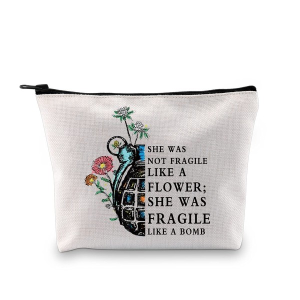MBMSO Feminist Makeup Bag Strong Woman Gifts Female Empowerment Gifts She was not Fragile Like a Flower She was Fragile Like a Bomb (Feminist)