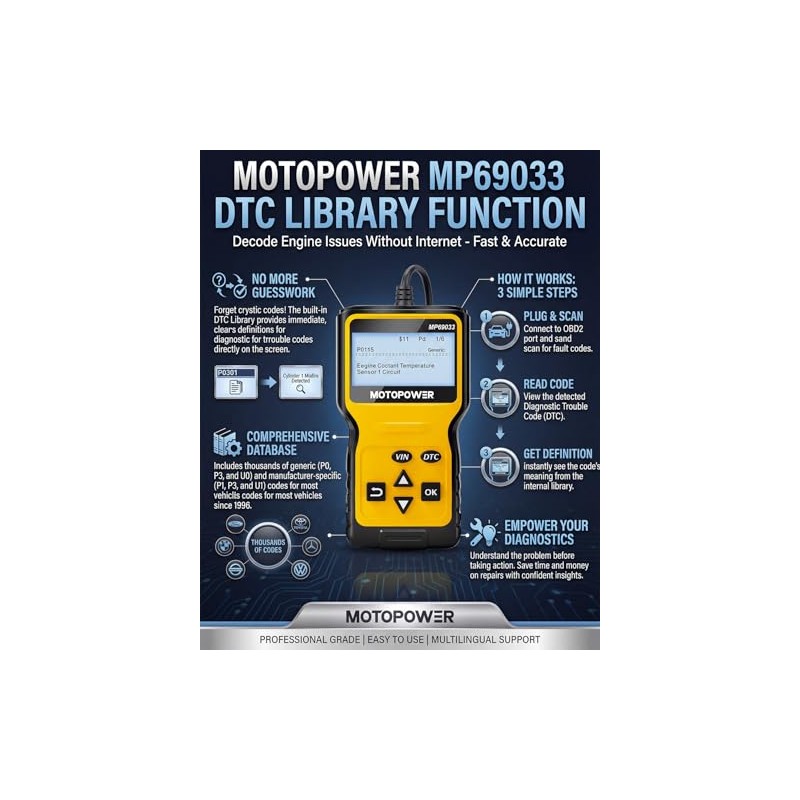 MOTOPOWER MP69033 Escáner OBD2 Lector de código de Error del