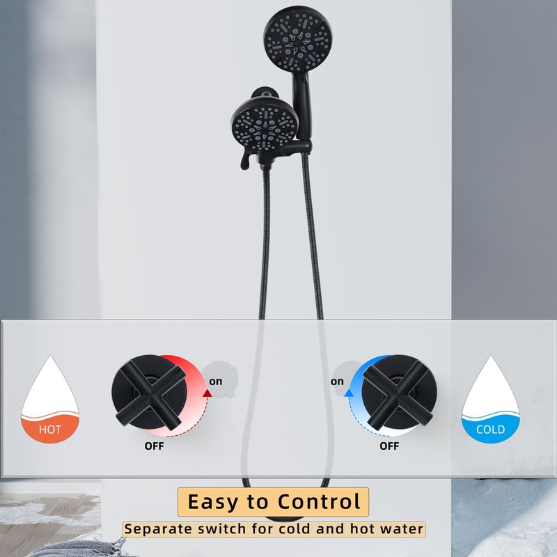 KAPHOME 2 Handle Shower Faucet Set With Handheld Shower Head,Dual