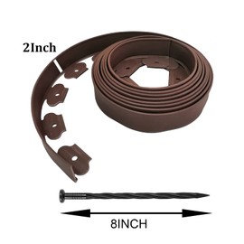 Landscape Edging,20ft Plastic No Dig Garden Edging with 20 Stakes,Lawn Edging for Lawn,Yard,Flower Gardens Border (Brown-20FT)