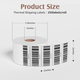 FITBAGY 2"X1" Direct Thermal Label Paper for UPC&Barcode Shipping Advanced Adhesives and Perforations (1300/Roll)