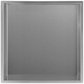 Sanbege 12.6"×12.6" Shower Niche Brushed Stainless Steel, Recessed Shower Caddy, Bathroom Shelf Insert Fits for 12.2" Square Wall Hole Installation (Nickel)