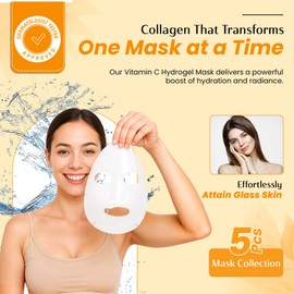 Bio Hydratique Vitamin C Face Mask – Overnight Hydrogel Care for Dark Spots, Fine Lines & Dry Skin – Dermatologist Tested, Anti-Aging, Korean Skin Care – Clean Beauty, Glass Skin Glow – Pack of 10