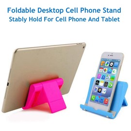 JUSDIQIR Cell Phone Stand for Desk Foldable Cell Phone Holder Desk Tablet Holder Mobile Phone Dock, Multi-Angle Universal Adjustable Tablet Dock Compatible with Most Cell Phones (Pink)
