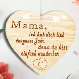 Family Heart Mama, I Have You Love Sign Decorative Sign Heart Sign Wooden Heart Sign 10 x 10 cm Gift for the Family Saying Gift Wooden Gift A Gift for the Family