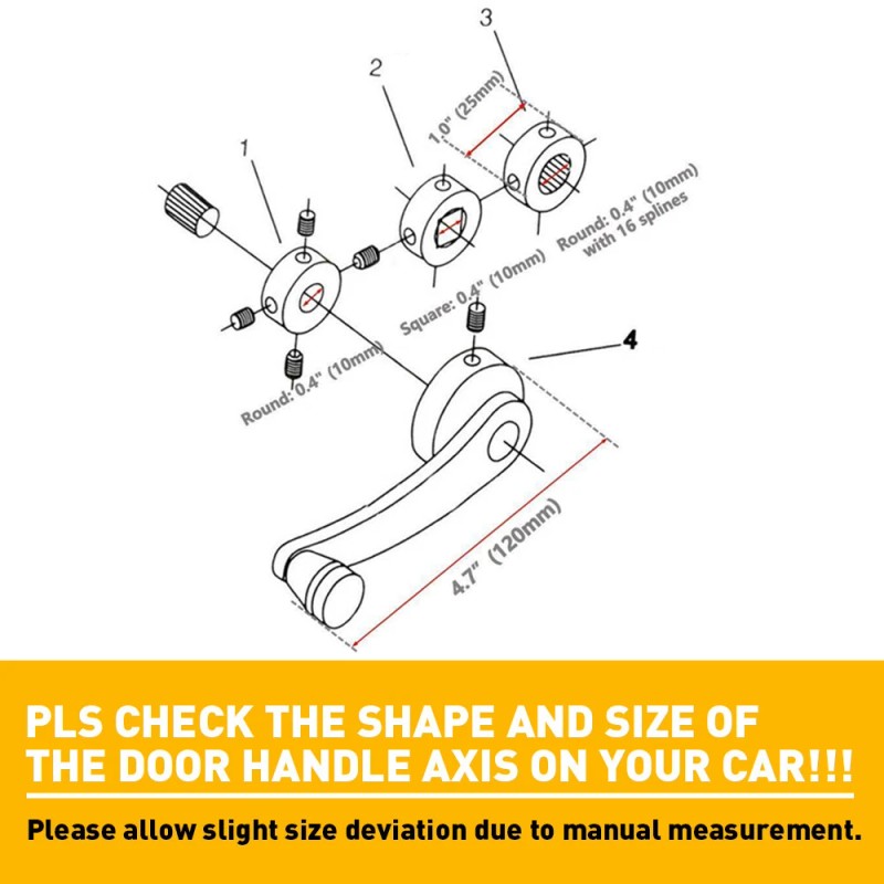 unbrand Chrome Billet Aluminum 4 1/4 Window Crank Handle Rod