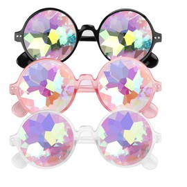 WantsGin 3 Pack Kaleidoscope Rave Goggles, Festivals Party Goggle, Drunk Prism Refraction Glasses