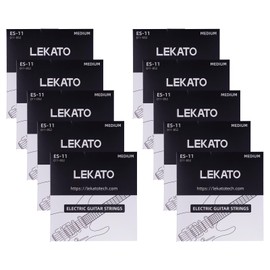 LEKATO Electric Guitar Strings Nickel Plated Hex Core Steel with Nano Coating,6 String,10 Pack (Regular Light 10-46)