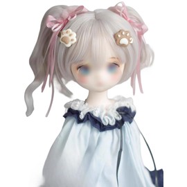 Doll Wig 1/3 1/4 1/6 BJD Twin Tail Curly Cute Cute DIY Heat Resistant Handmade Natural Doll Making Hair Accessories (Pink, 1/4)