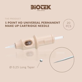 Biotek 20pcs Universal Permanent Make Up Cartridge Needle - 1 point HD Ø 0,25 Long Taper