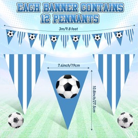 Faccito 5 Pack Blue Soccer Banners 49 ft Soccer Party Decorations Sports Championship Pennant Banner Hanging Triangle Flags Garland Bunting for Sports Game Fans Outdoor Indoor Birthday Party Supplies