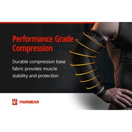 MudGear Mangas acolchadas para brazos, 2 unidades, para hombres, mujeres, jóvenes, protección acolchada de compresión para codos - OCR, béisbol y fútbol, Negro/Gris, Large