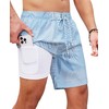 Gleeease Mens Swim Trunks 7 Inch Inseam Compression Liner Bathing