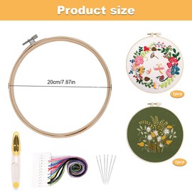 Embroidery Starter Kit, 2 Sets Stamped Embroidery Kit with Pattern, Instructions, Threads, Needles Cross Stitch Starter Kits for Beginners