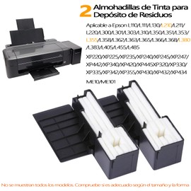 TYEGDAVD Juego de 2 Almohadillas de Tinta de Desecho para Epson L210/L310/L355/L365/L380/L455 - Almohadilla Absorbente para Depósito de Residuos, Compatible con Impresoras Epson