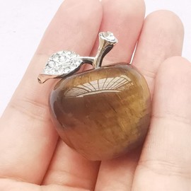 Manekieko Natural Tiger's Eye Apple Crystals and Healing Stones Collectibles, 3 cm Healing Crystal Figure Sculpture Home Ornament Wedding Decoration