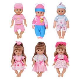 ARTST Doll Clothes,12 inch Baby Doll Clothes[6 Sets](Include 4 Hats + 1 Bowknot ) for 10/11/12 inch Baby