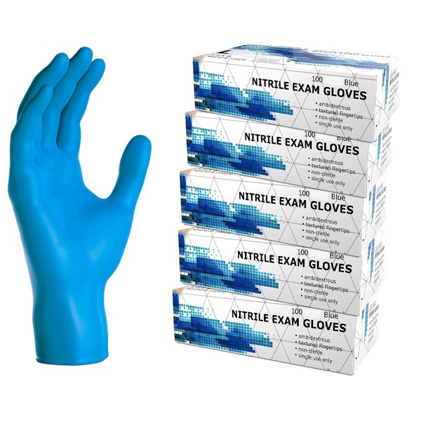 K-MART Professional Nitrile Powder Free Multi-Purpose Gloves, Disposable, Extra Strong - Box of 100 - Blue (100, L (Pack of 100))