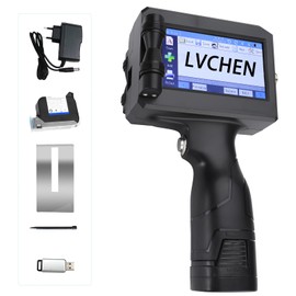 LVCHEN Handheld Inkjet Printer Gun with 4.3 Inch LED Touch Screen Portable Intelligent Upgraded Printer with 12.7mm Black Cartridge for Batch Number Barcode Text Logo QR Code