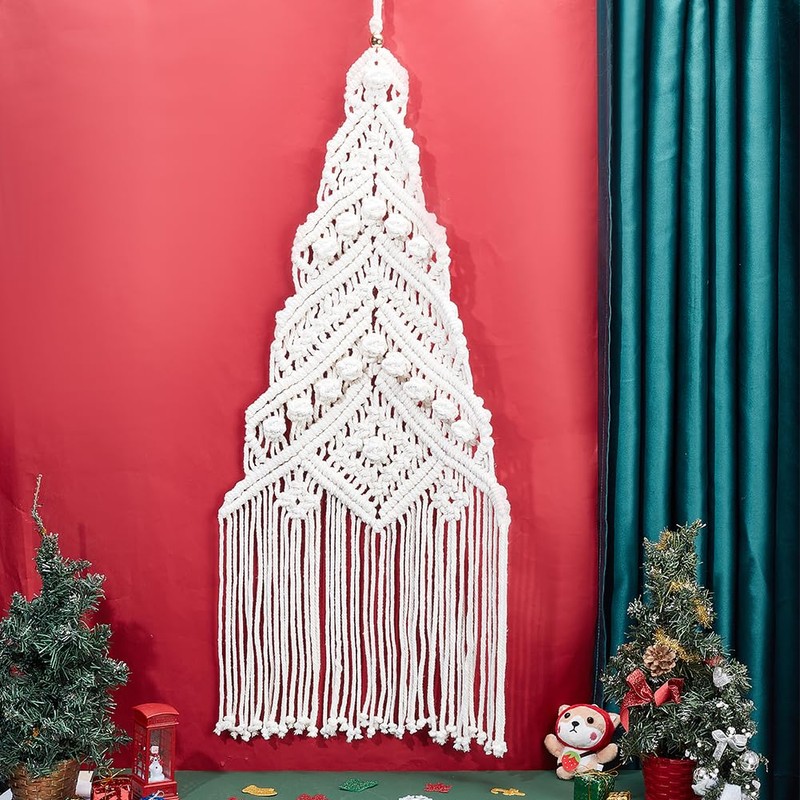 ORIGACH DIY Macrame Christmas Tree Wall Hanging kit Handmade Woven