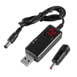 USB Boost Converter DC 5V to 9V 12V Step Up USB Cable DC 5V Boost to 9V 12V Voltage Converter 1A Transformer Power Regulator Line LED Display with 3.5x1.35mm Connecter