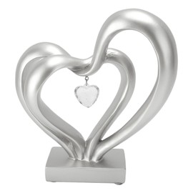 Double Heart Sculpture Resin Romantic Heart Statues Love Sculpture for Couple Love Statue Weeding Anniversary BS20621