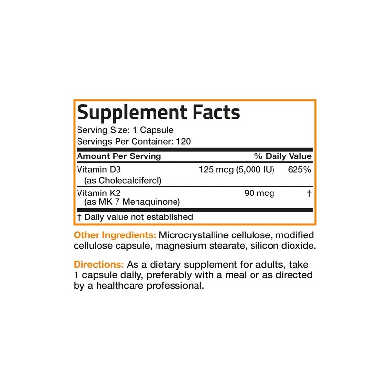 2pc Vitamina K2 90mcg + D3 5000iu 2 En 1