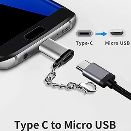 Zorte [Set of 3] USB Type C to Micro USB Converter Adapter, Charging, Data Transfer, Type C, Micro USB Converter, Aluminum Alloy, Anti-Lost, USB-C Converter Connector, Compatible with Micro USB Devices