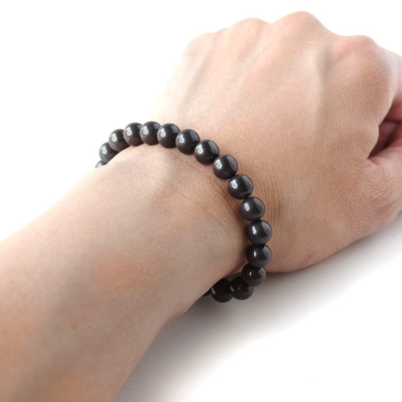 Gold Stone Black Northern Stone Bracelet, 0.3 inches (8 mm),