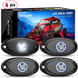Nilight 4x White LED Rock Light Underbody Glow Lamps for Pickups ATV UTV SUV Car