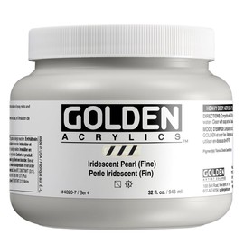Heavy Body Acrylics by GOLDEN, Iridescent Pearl (Fine), 32 fl. oz. Jar, Professional Acrylic Paint, Semi-Transparent