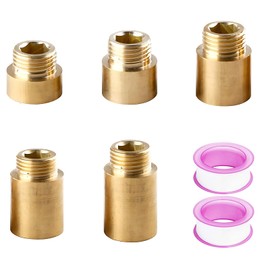 5 Stück Hahnverlängerung 1/2 Zoll, mit 2 Rollen Klebstoff, Verlängerung 1/2 Zoll, Länge Verlängern 10mm/15mm/20mm/25mm/30mm Wasserhahnverlängerung aus Messing, verlängerung Fitting