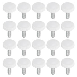 PATIKIL M4x12mm Knurled Thumb Screws, 20 Pack Male Thread Round Clamping Screws Knobs Hand Grip Bolts Mounting Fasteners for Lighting Furniture Hardware White