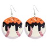 Colorful Baseball Shape Leather Dangle Earrings for Women Jewelry (E)
