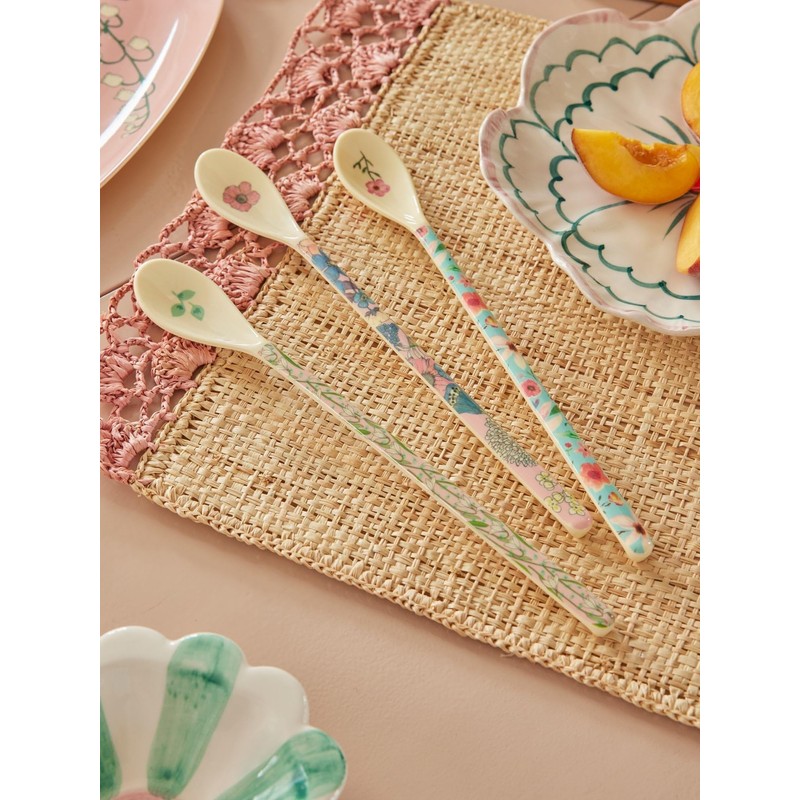 Rice Latte Melamine Spoon Flower Print Set of 6