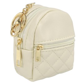 PATIKIL Mini Backpack Cute Cosmetic Bag for Women, PU Leather Creative Pendant Keychain Coin Purse for Makeup Key Card Data Cable Organizer, Beige