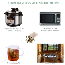 U Chef Set de 100 Bolsas para Té Biodegradables, Bolsitas para Infusiones, Bolsas para Té Suelto con Cordón, Bolsitas Naturales para Café en Grano, Especias