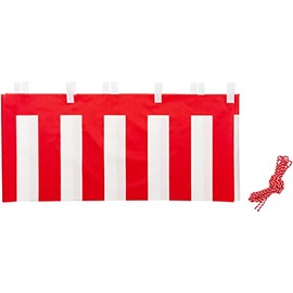 KH001-02IN Kouhaku Curtain Height 17.7 inches (45 cm) x Length 14.2 inches (360 cm) (2 Rooms) Tetoron Sponge Red and White String Included