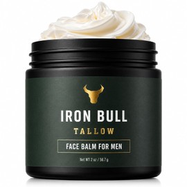 Iron Bull Beef Tallow Face Moisturizer for Men. Anti-Aging With Hyaluronic Acid for Wrinkles. Grass-Fed Beef Tallow Skin Balm & Jojoba Oil for All Skin Types. Natural Formula With a Clean Scent - 2oz