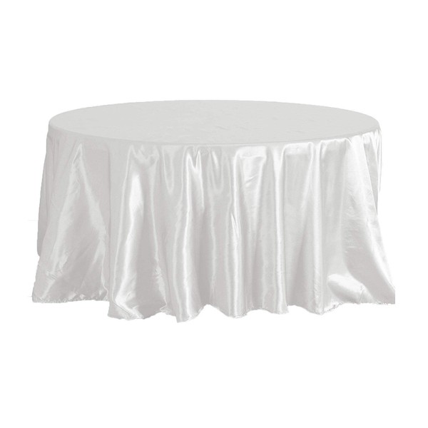KS LINENS White Satin Round Tablecloth 90"