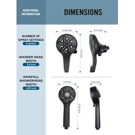 Cobbe High Pressure 3-Way Shower Head Combo, Hand Held Shower & Rain Shower Separately or Together, Dual 2 in 1 Showerhead with Stainless Steel Hose - Black